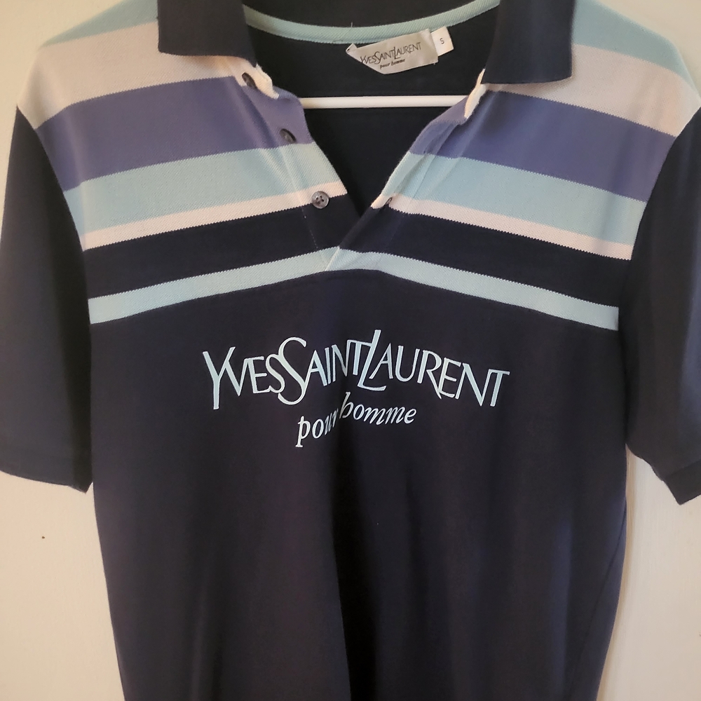 Yves Saint Laurent Blue and White Polo